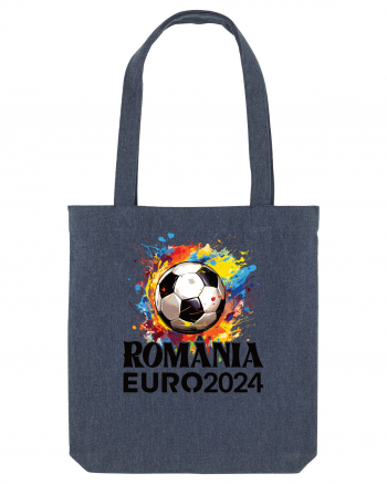 Suporter Romania - Splashed football Euro 2024 Midnight Blue