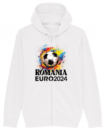 Suporter Romania - Splashed football Euro 2024 White