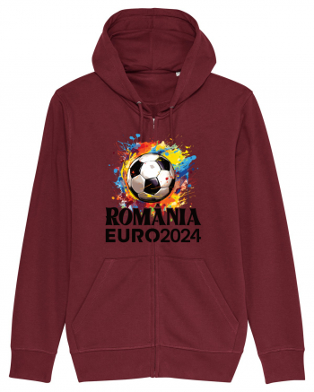 Suporter Romania - Splashed football Euro 2024 Burgundy