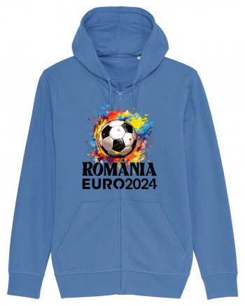 Suporter Romania - Splashed football Euro 2024 Bright Blue