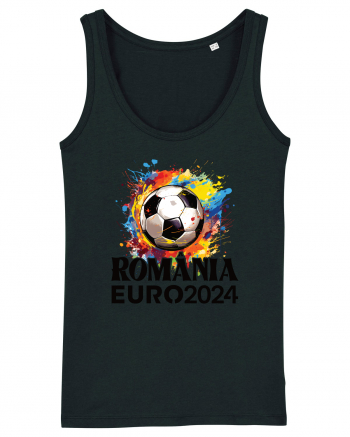 Suporter Romania - Splashed football Euro 2024 Black