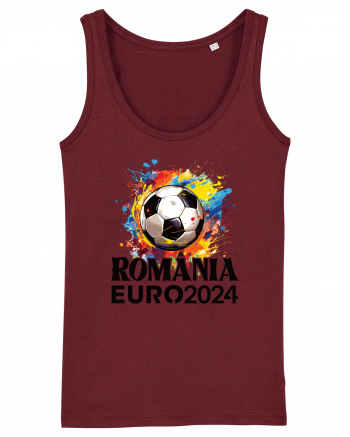 Suporter Romania - Splashed football Euro 2024 Burgundy