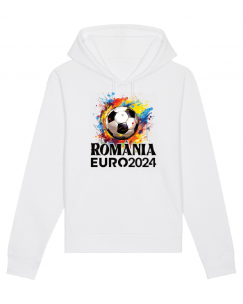 Suporter Romania - Splashed football Euro 2024 White