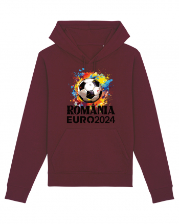 Suporter Romania - Splashed football Euro 2024 Burgundy