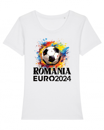 Suporter Romania - Splashed football Euro 2024 White