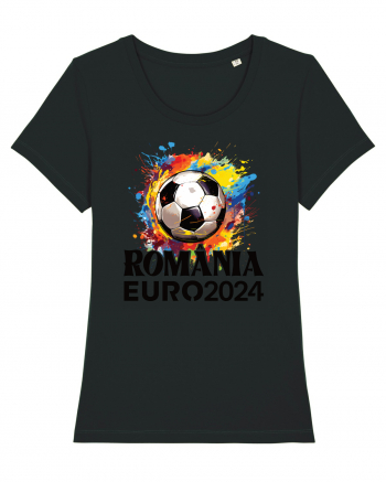 Suporter Romania - Splashed football Euro 2024 Black