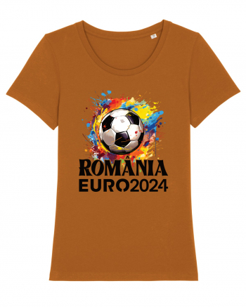 Suporter Romania - Splashed football Euro 2024 Roasted Orange