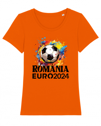 Suporter Romania - Splashed football Euro 2024 Bright Orange