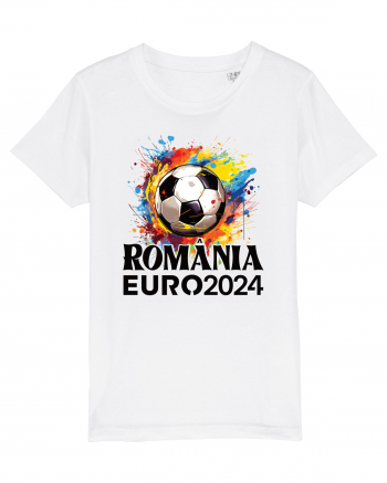 Suporter Romania - Splashed football Euro 2024 White