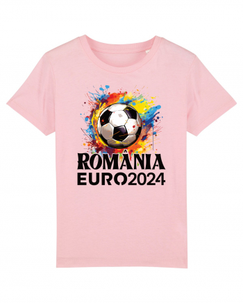 Suporter Romania - Splashed football Euro 2024 Cotton Pink