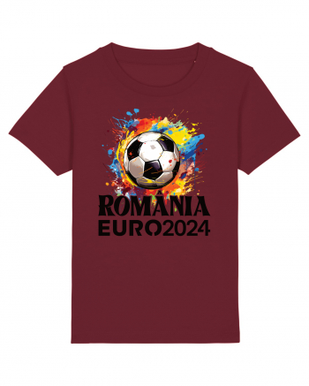 Suporter Romania - Splashed football Euro 2024 Burgundy