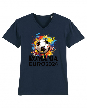 Suporter Romania - Splashed football Euro 2024 French Navy