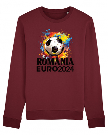 Suporter Romania - Splashed football Euro 2024 Burgundy