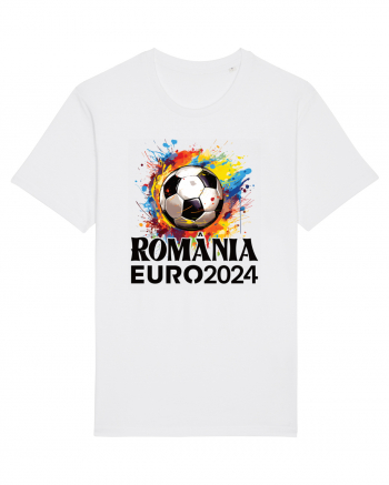 Suporter Romania - Splashed football Euro 2024 White