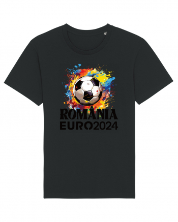 Suporter Romania - Splashed football Euro 2024 Black