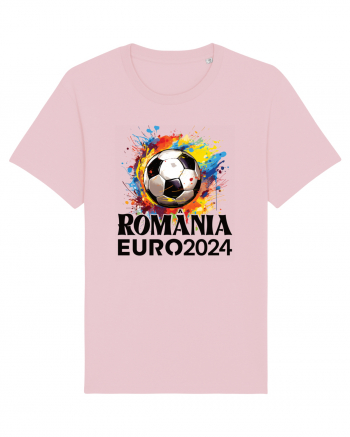 Suporter Romania - Splashed football Euro 2024 Cotton Pink