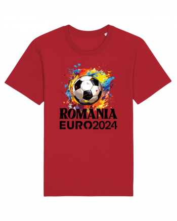 Suporter Romania - Splashed football Euro 2024 Red