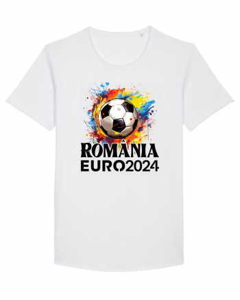 Suporter Romania - Splashed football Euro 2024 White