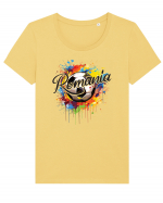 pentru fanii fotbalului românesc - Splashed football v1 Tricou mânecă scurtă guler larg fitted Damă Expresser