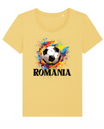 pentru fanii fotbalului românesc - Splashed football v2 Tricou mânecă scurtă guler larg fitted Damă Expresser