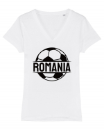 Suporter fotbal Romania v1 Tricou mânecă scurtă guler V Damă Evoker