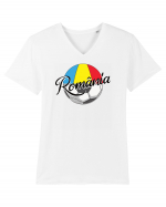 Suporter fotbal Romania v2 Tricou mânecă scurtă guler V Bărbat Presenter