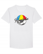 Suporter fotbal Romania v2 Tricou mânecă scurtă guler larg Bărbat Skater