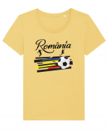 Suporter fotbal Romania v3 Tricou mânecă scurtă guler larg fitted Damă Expresser