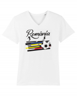 Suporter fotbal Romania v3 Tricou mânecă scurtă guler V Bărbat Presenter