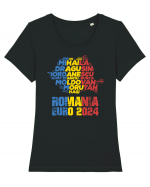 Suporter Romania - Echipa nationala Euro 2024 v1 Tricou mânecă scurtă guler larg fitted Damă Expresser