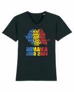 Suporter Romania - Echipa nationala Euro 2024 v1 Tricou mânecă scurtă guler V Bărbat Presenter