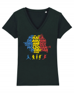 Suporter Romania - Echipa nationala Euro 2024 v4 Tricou mânecă scurtă guler V Damă Evoker