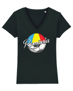 Suporter fotbal Romania v5 Tricou mânecă scurtă guler V Damă Evoker