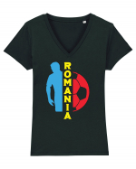 Suporter fotbal Romania v6 Tricou mânecă scurtă guler V Damă Evoker