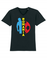 Suporter fotbal Romania v6 Tricou mânecă scurtă guler V Bărbat Presenter