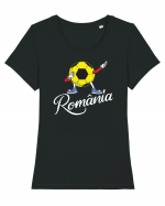 Suporter Romania - Mascota de fotbal - Dabbing football Tricou mânecă scurtă guler larg fitted Damă Expresser