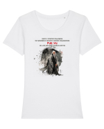Ancient chinese philosopher FUK YU  Tricou mânecă scurtă guler larg fitted Damă Expresser