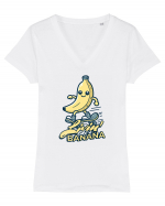 Banană Skate Skateboarding - Trăind Visul Ca o Banană Tricou mânecă scurtă guler V Damă Evoker