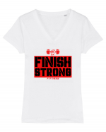 Finish Strong Fitness Tricou mânecă scurtă guler V Damă Evoker
