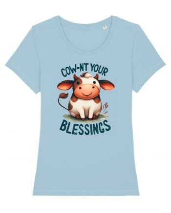 pentru prietenii animalelor - Cow-nt your blessings Sky Blue