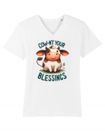 pentru prietenii animalelor - Cow-nt your blessings Tricou mânecă scurtă guler V Bărbat Presenter