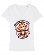 pentru prietenii animalelor - Stop monkeying around Tricou mânecă scurtă guler V Damă Evoker