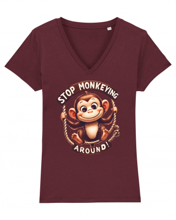 pentru prietenii animalelor - Stop monkeying around Burgundy