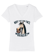 pentru prietenii animalelor - Why the long face, horse Tricou mânecă scurtă guler V Damă Evoker