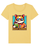 cu pisici in vacanță - Enjoy summer Tricou mânecă scurtă guler larg fitted Damă Expresser