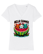 cu pisici in vacanță - Hello summer Tricou mânecă scurtă guler V Damă Evoker