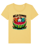 cu pisici in vacanță - Hello summer Tricou mânecă scurtă guler larg fitted Damă Expresser