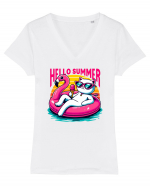 cu pisici in vacanță - Hello summer v2 Tricou mânecă scurtă guler V Damă Evoker