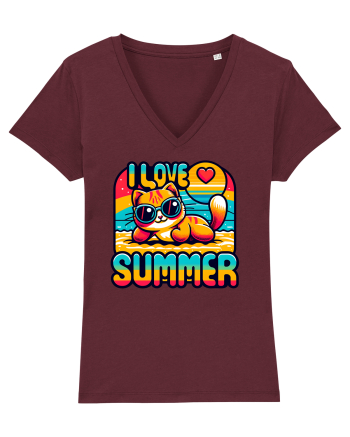 cu pisici in vacanță - I love summer Burgundy
