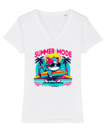 cu pisici in vacanță - Summer mode Tricou mânecă scurtă guler V Damă Evoker